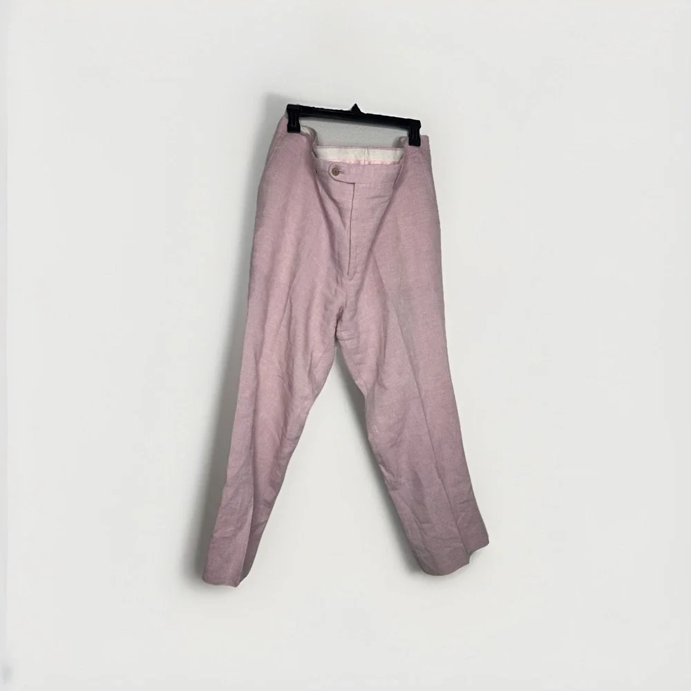 JOSEPH ABBOUD 100% Linen Pink Flat Front‎ Dress Pants Sz 42 X 30 Clean Golf